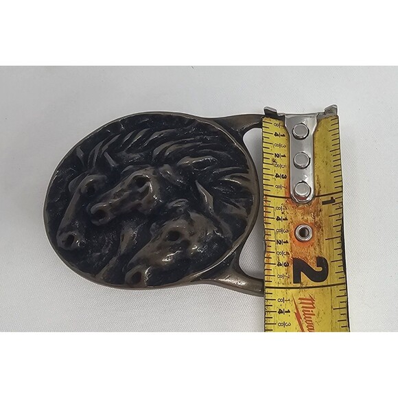 Pharaoh's Horses Vintage 1974 Solid Brass Belt Buckle by Tech Ether Guild 3"x2" - Picture 6 of 6